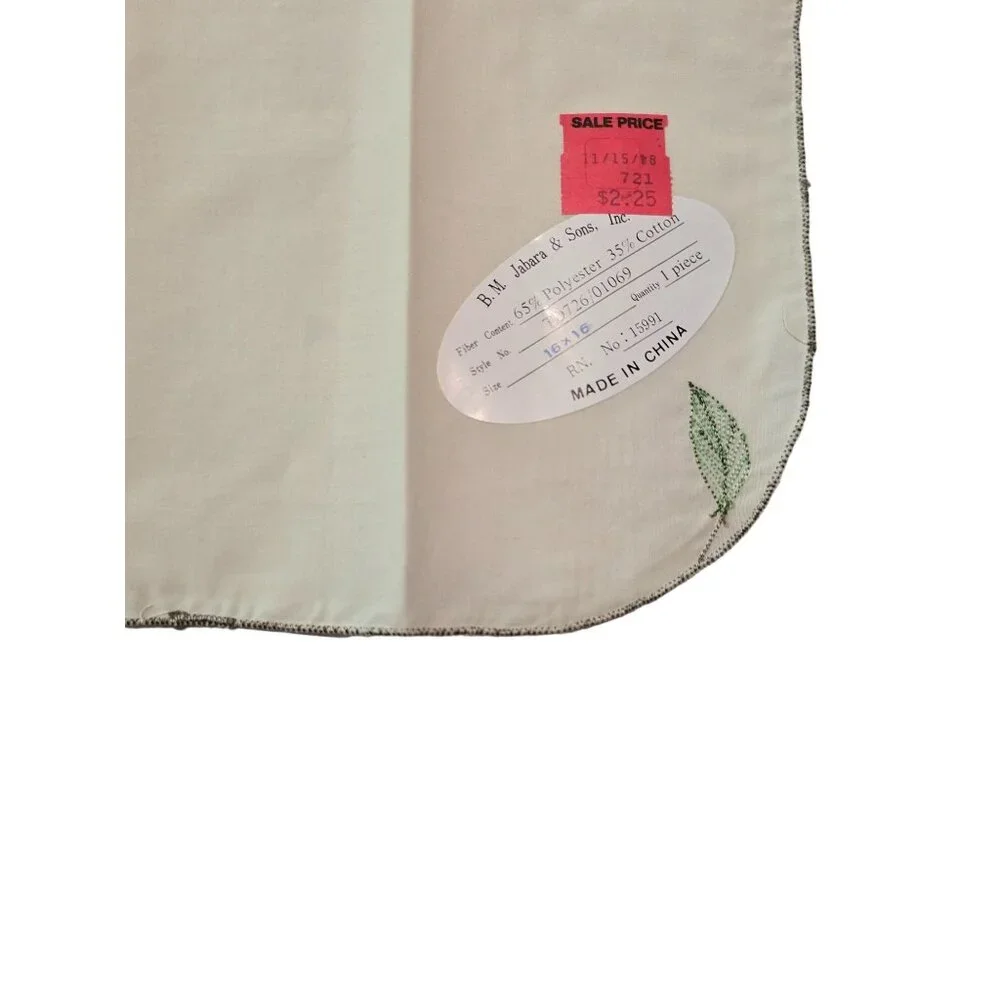 Vintage‎ B.M.  Jabara & Sons Embroidered Floral Napkins 6-Pack 16